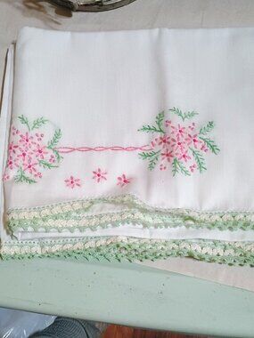 2 King size hand-embroidered pillow cases